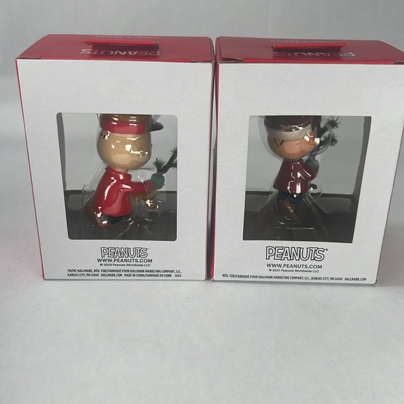 Hallmark Ornament Lot of 2 Peanuts Charlie Brown With Tree - Picture 5 of 8